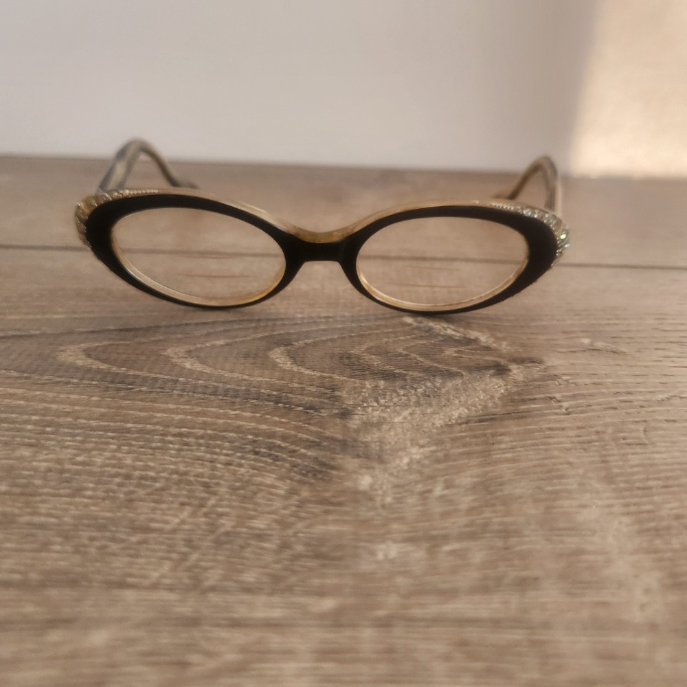 Vintage Frame France‎ TWE L. Evrard Embellished Cat Eye Rhinestone Frames Only